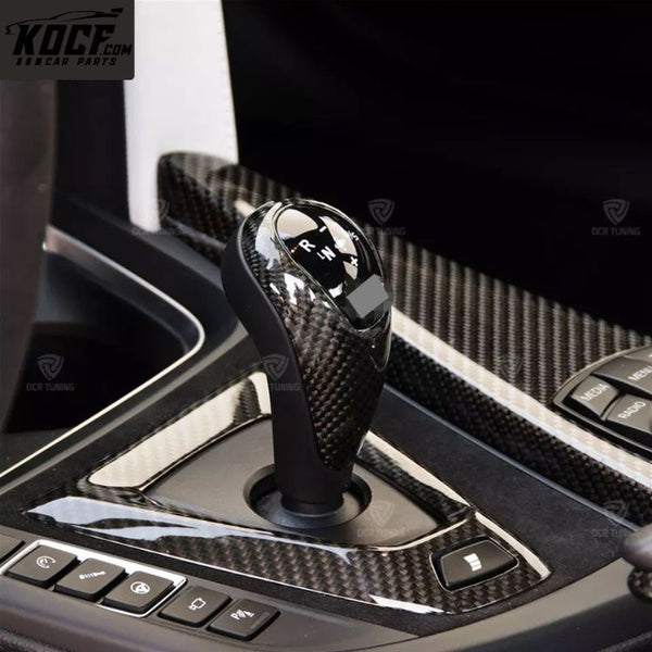 Carbon Fiber Gear Shift Knob Trim Replacement for BMW M4 F82 F83 M3 F80 M2 F87 M5 M6 X5M X6M Interior Accessories Selector Lever