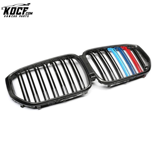 M Look Carbon Fiber Front Grille for BMW X5 G05 2018+ Bumper Kidney Grill Trim Glossy Black