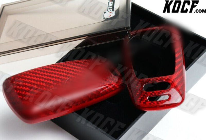 For Audi A4 A5 S4 S5 Q5 Q7 TT Real Red Carbon Fiber Remote Key Shell Cover Case - KOCF.com - Car Parts