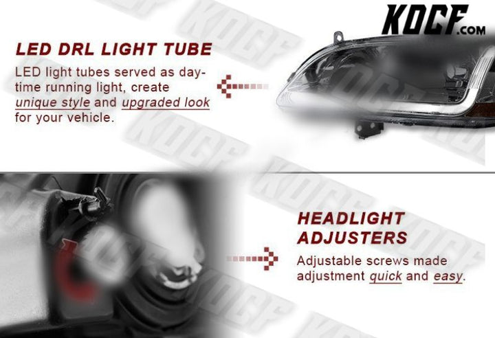 For 1998-2002 Honda Accord DRL LED Smoke Lens Headlights W/Amber Reflector Lamps - KOCF.com - Car Parts