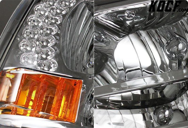 For 1999-2004 Ford F250/F350 Super Duty LED Chrome Headlights W/Amber Reflector - KOCF.com - Car Parts