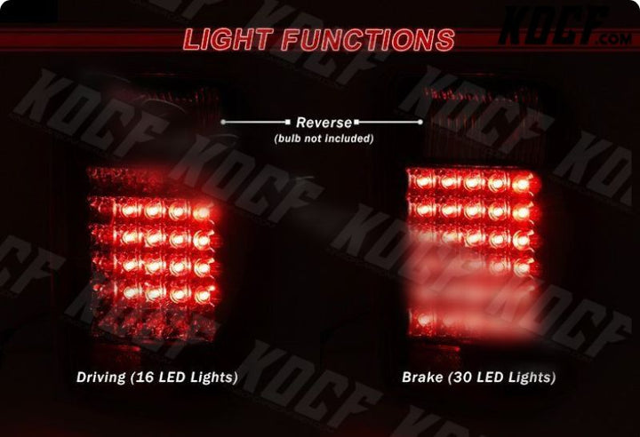 For 1993-2000 Ford Ranger Red/Smoke Lens LED Rear Brake Tail Lights Lamps - KOCF.com - Car Parts