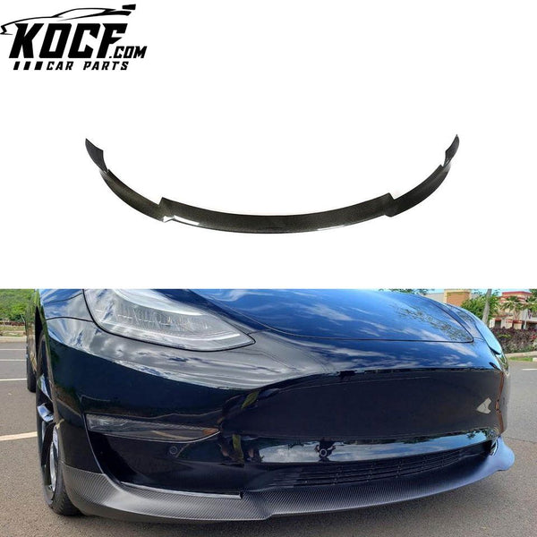 T Style Carbon Fiber Front Bumper Lip for Tesla Model 3 2016-2018