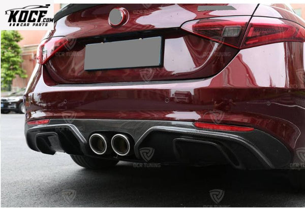 New version Carbon Fiber Rear Exhaust Diffuser Wing Lip for Alfa Romeo Giulia 200HP 2016+ Bumper Splitter Lip