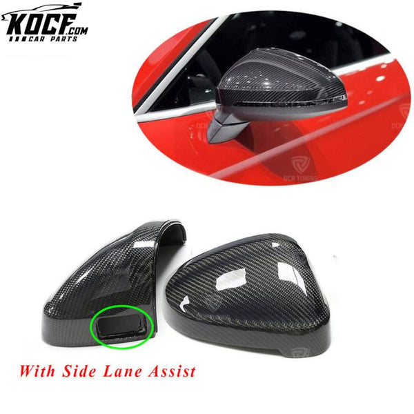 Replacement Carbon Fiber Car Mirror Cover For Audi A4 S4 RS4 A5 S5 RS5 B9 2016-UP Wing Shell Casing with Side Lane Assist