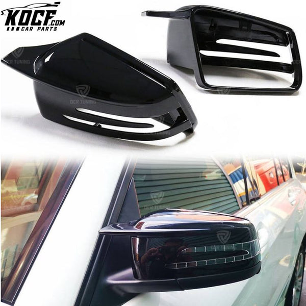 M Look Mirror Cover for Mercedes-benz W204 C63 AMG W218 W176 W117 X156 W221 Glossy Black Rearview Mirror Shell Casing