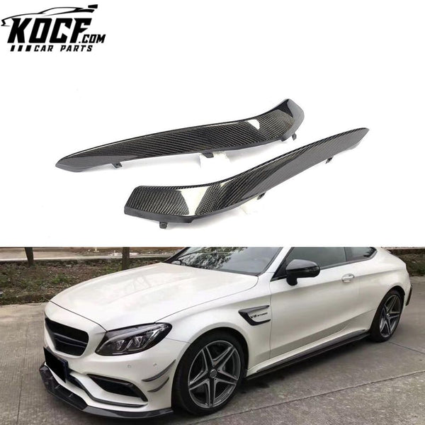 2PCS/SET C-Class Front Fog Lamp Mesh Covers Carbon Fiber Trims for Mercedes W205 C63 AMG 15-17