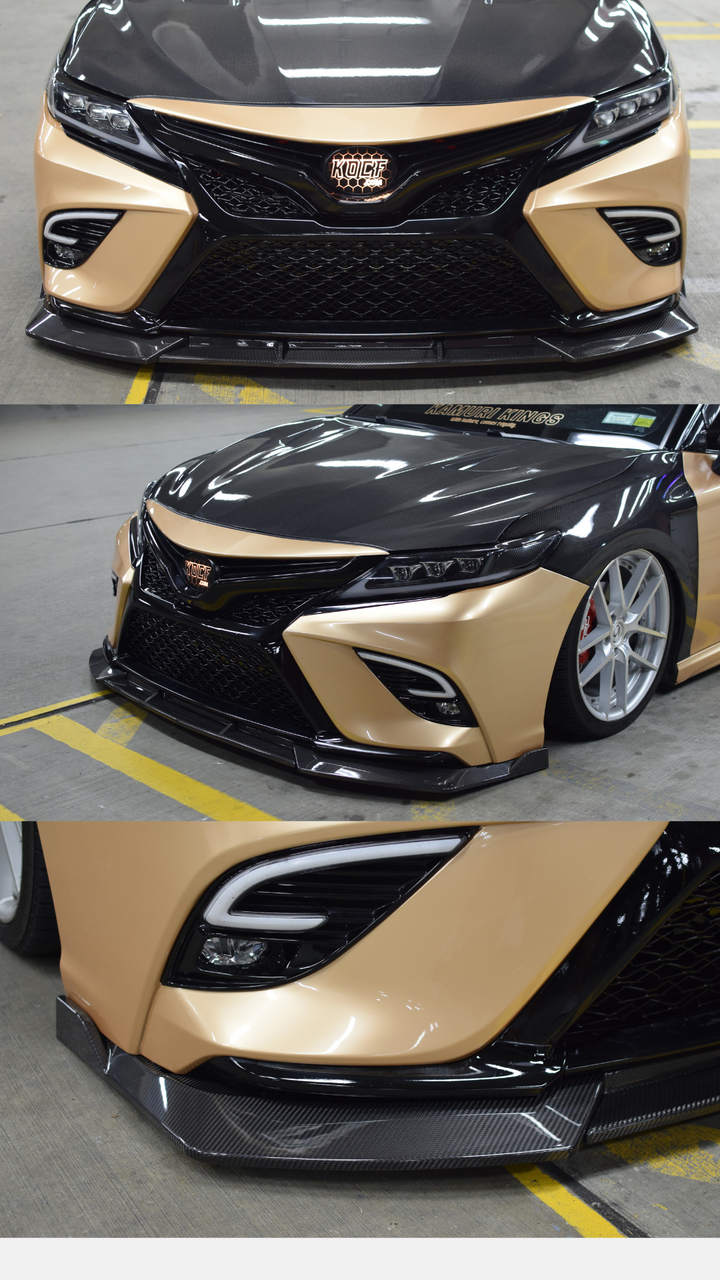 CF Front Lip for 2018-2023 Toyota Camry Compatible Real Carbon Fiber Front Bumper Body Kit Lip - KOCF.com - Car Parts