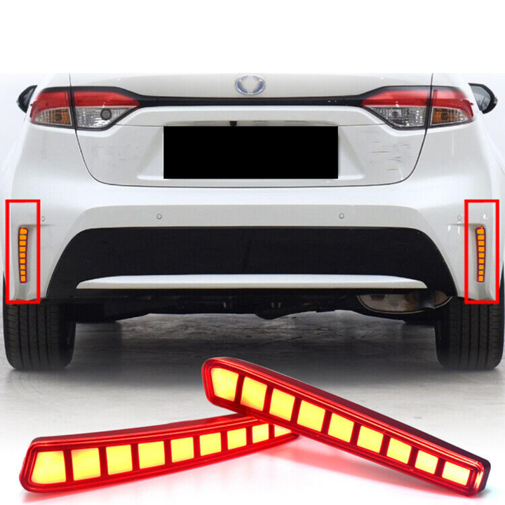 Rear Bumper LED Reflector Turn Signals for 2020-2023 Toyota Corolla Sedan E210