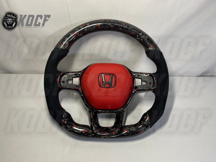 2022+ 11th Gen Civic Steering Wheel 11Gen Compatible  (Customizable) Real Carbon Fiber - KOCF.com - Car Parts