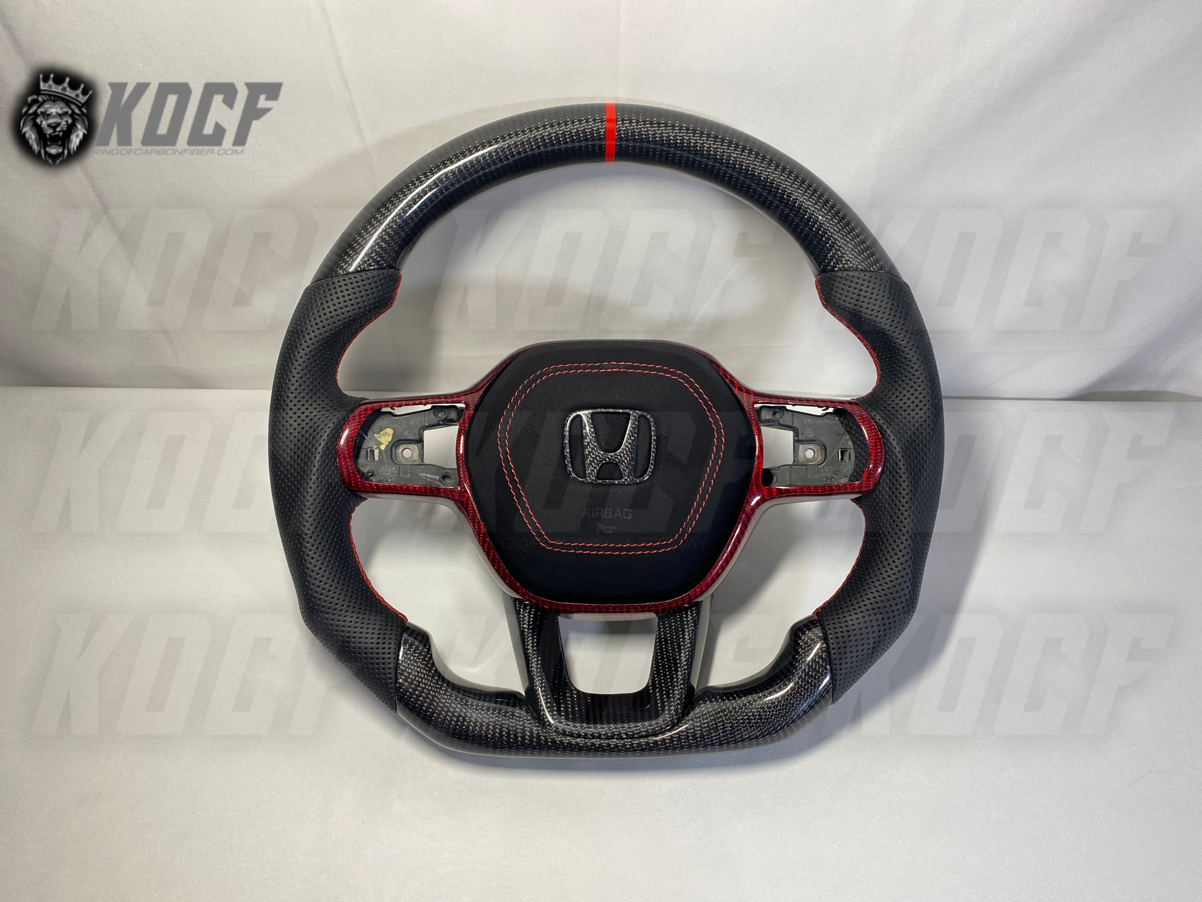 2022+ 11th Gen Civic Steering Wheel 11Gen Compatible  (Customizable) Real Carbon Fiber - KOCF.com - Car Parts