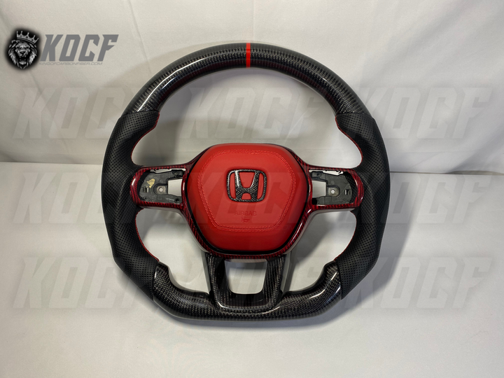 2022+ 11th Gen Civic Steering Wheel 11Gen Compatible  (Customizable) Real Carbon Fiber - KOCF.com - Car Parts