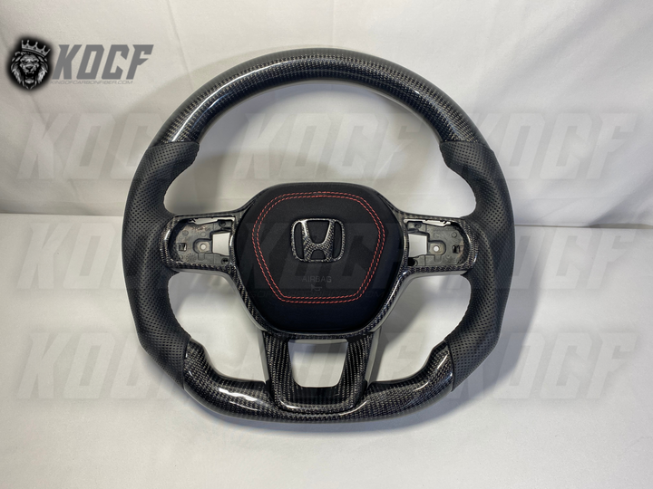 2022+ 11th Gen Civic Steering Wheel 11Gen Compatible  (Customizable) Real Carbon Fiber - KOCF.com - Car Parts