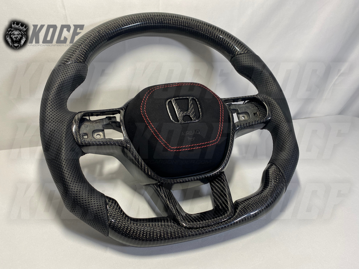 2022+ 11th Gen Civic Steering Wheel 11Gen Compatible  (Customizable) Real Carbon Fiber - KOCF.com - Car Parts