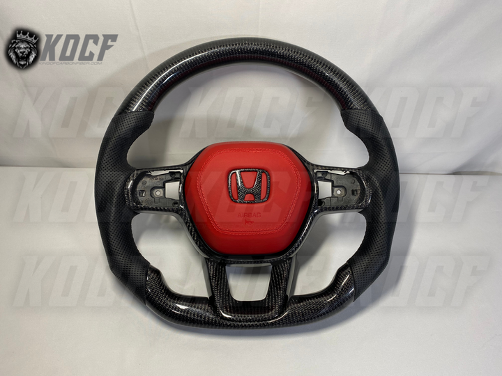 2022+ 11th Gen Civic Steering Wheel 11Gen Compatible  (Customizable) Real Carbon Fiber - KOCF.com - Car Parts