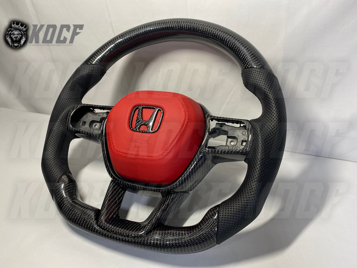 2022+ 11th Gen Civic Steering Wheel 11Gen Compatible  (Customizable) Real Carbon Fiber - KOCF.com - Car Parts