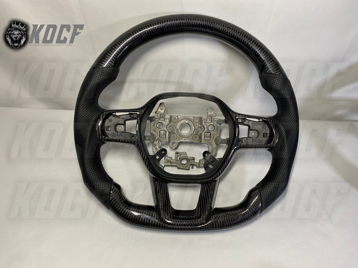 2022+ 11th Gen Civic Steering Wheel 11Gen Compatible  (Customizable) Real Carbon Fiber - KOCF.com - Car Parts