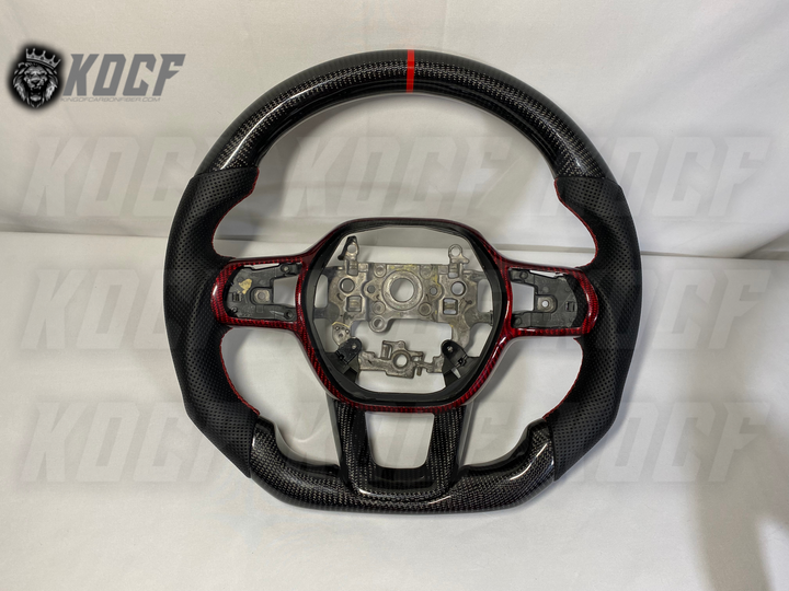 2022+ 11th Gen Civic Steering Wheel 11Gen Compatible  (Customizable) Real Carbon Fiber - KOCF.com - Car Parts