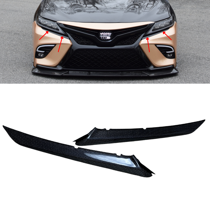 Carbon Fiber or Gloss Black Eyebrows Eyelids Under Headlight Compatible for 2018-2024 Toyota Camry TRD, XSE, SE - VIP Price