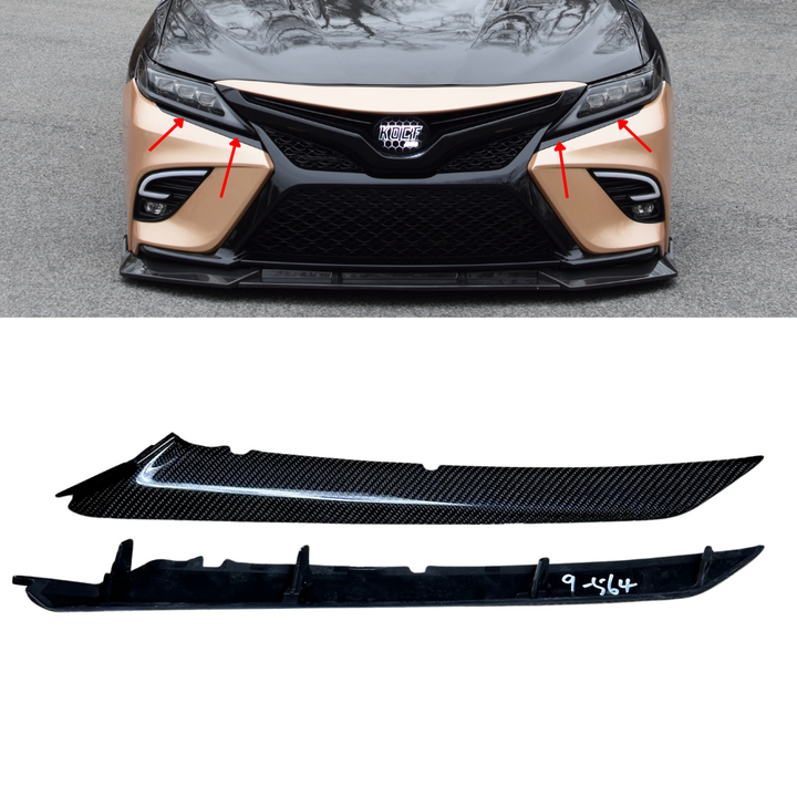 Carbon Fiber or Gloss Black Eyebrows Eyelids Under Headlight Compatible for 2018-2024 Toyota Camry TRD, XSE, SE - VIP Price