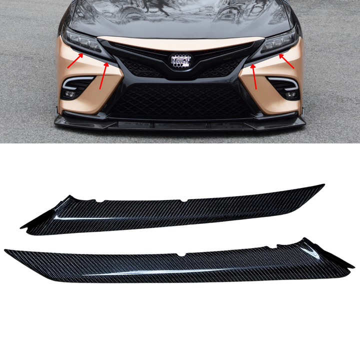 BUNDLE Carbon Fiber or Gloss Black Bottom Bumper Trims Compatible for 2018-2020 Toyota Camry XSE & SE - VIP Price