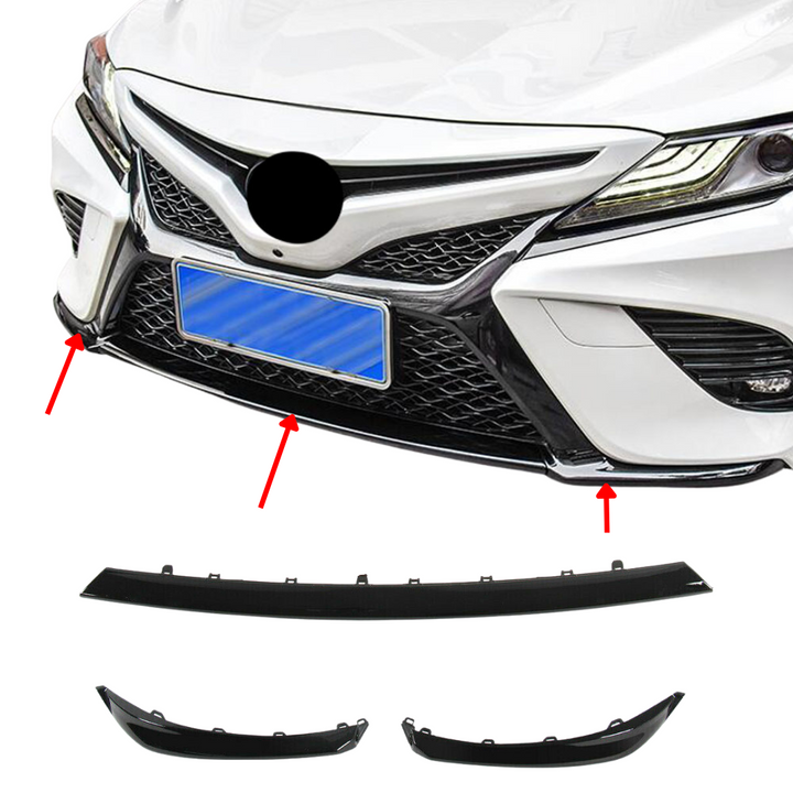 Carbon Fiber or Gloss Black Bottom Bumper Trims Compatible for 2018-2020 Toyota Camry XSE & SE