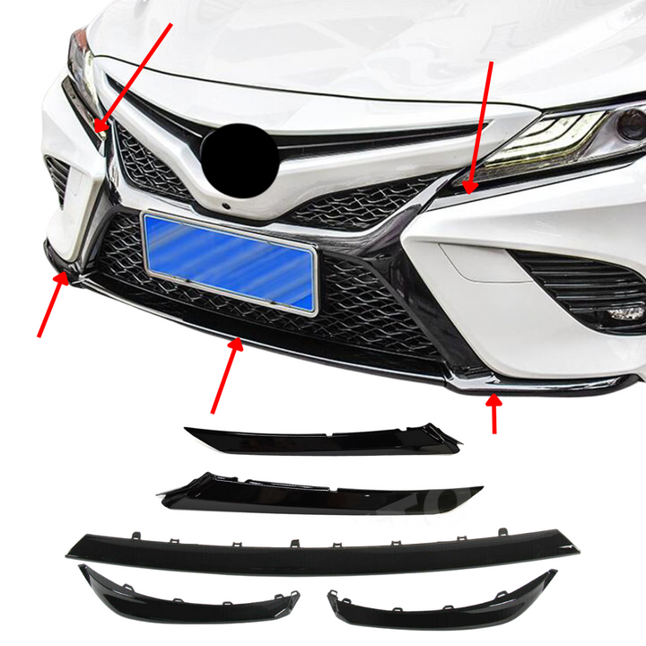 BUNDLE Carbon Fiber or Gloss Black Bottom Bumper Trims Compatible for 2018-2020 Toyota Camry XSE & SE - VIP Price