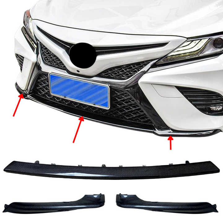 Carbon Fiber or Gloss Black Bottom Bumper Trims Compatible for 2018-2020 Toyota Camry XSE & SE