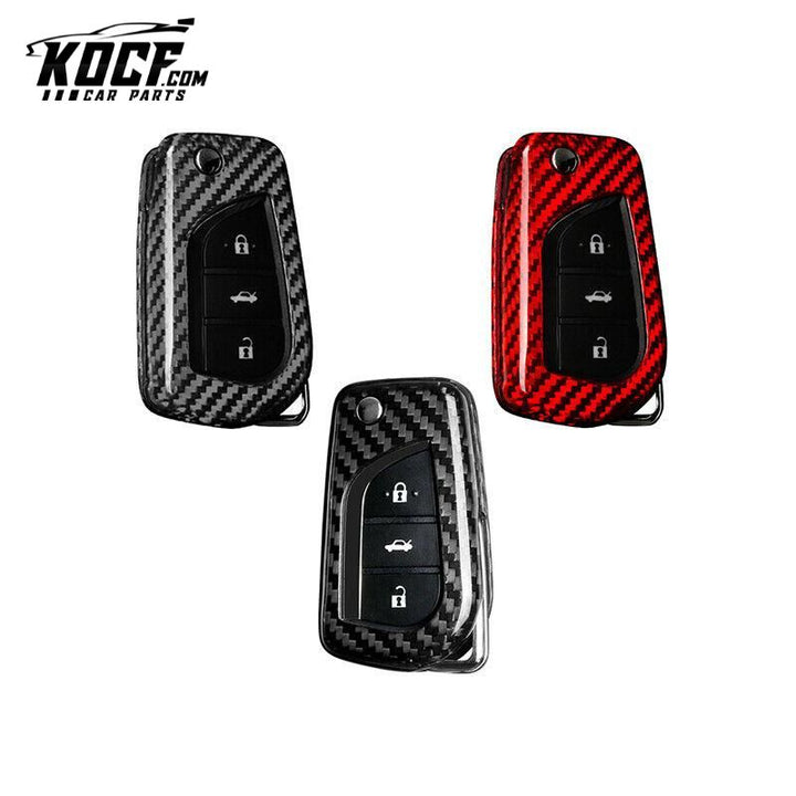 Key Fob Cover for 2018-2024 Toyota Camry Compatible Real Carbon Fiber