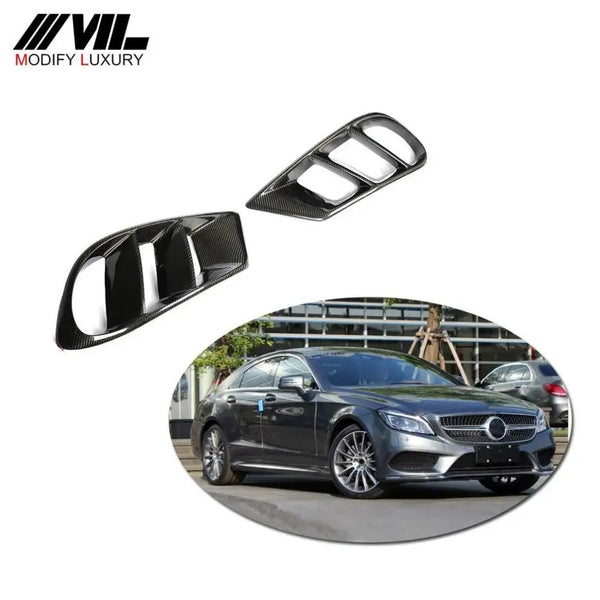 Carbon Fiber Front Bumper Air Vent Cover Trim Fog lamp Mesh Grill Frame For Mercedes Benz CLS W218 sport 2014-2017