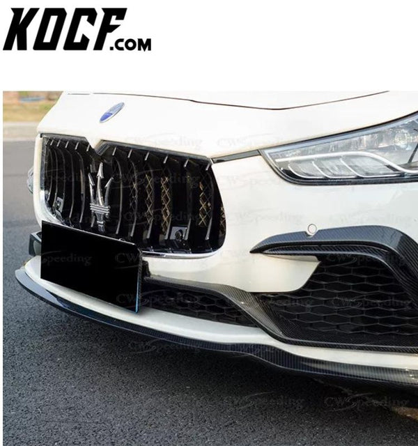 C STYLE CARBON FIBER FRONT BUMPER VENTS LID FRONT LIP FOR 2014-2017MASERATI GHIBLI BODY KIT