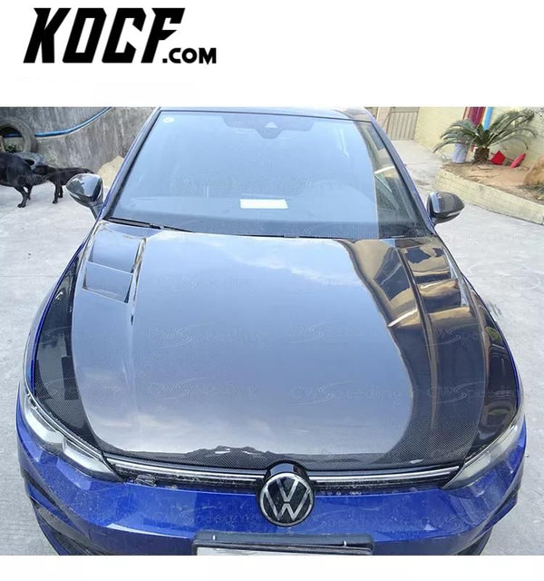 A STYLE CARBON FIBER ENGINE HOOD BONNET FOR 2019-2022 VW GOLF MK 8 BODY KIT