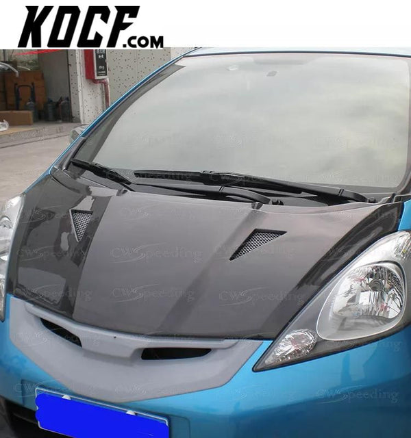 DOUBLE HOLE STYLE CARBON FIBER ENGINE HOOD BONNET FOR 2008-2013 HONDA JAZZ FIT