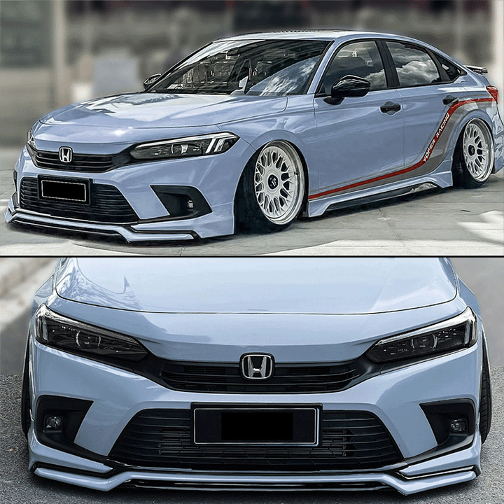 Yofer 1 Piece V2 Deluxe Front Lip for 11th Gen 2022+ Honda Civic Compatible Front Bumper Body Kit Lip