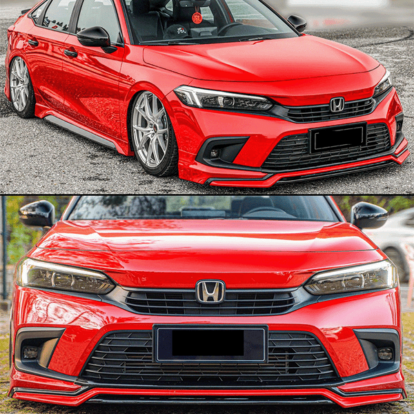 Yofer 1 Piece V2 Deluxe Front Lip for 11th Gen 2022+ Honda Civic Compatible Front Bumper Body Kit Lip