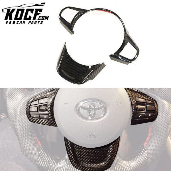 Car Accessories Dry Carbon Fiber 2Pcs Steering Wheel Trims For Toyota A90 Supra 2019-2021