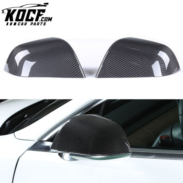 For Tesla Model 3 Dry Carbon Fiber Rearview Mirror Cover 2pcs Add On Type Mirror Cover