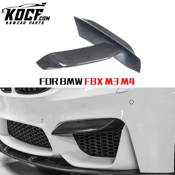 1 Pair Carbon Fiber Front Splitter Air Canards For BMW M3 M4 F80 F82 F83 2015+ Carbon Fiber Upper Splitter