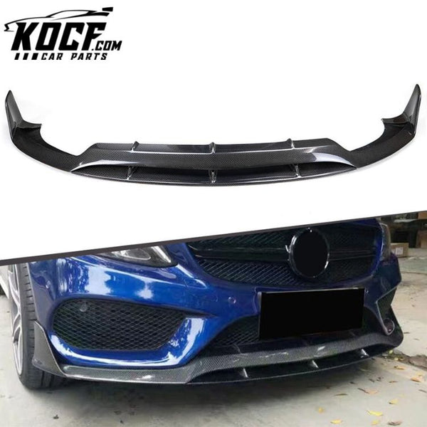 BB Style Carbon Fiber Front Bumper Lip For Mercedes Benz C-Class W205 C63 2014+