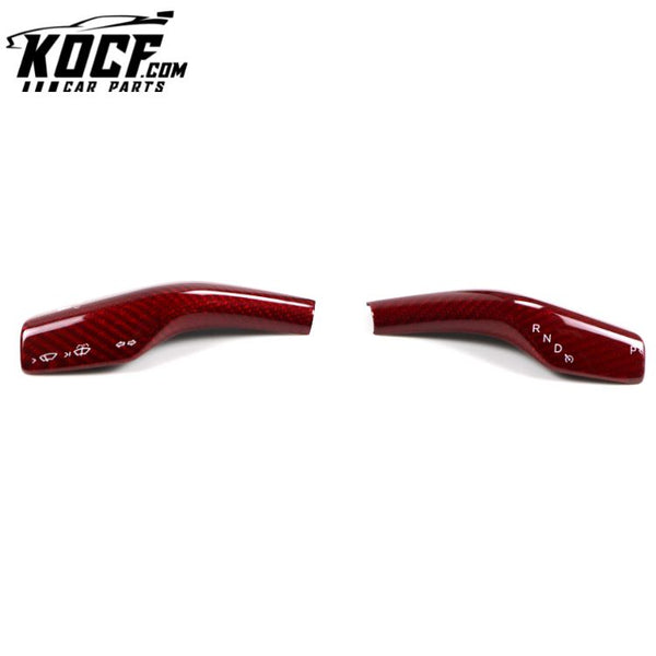 Car Accesorios Red Dry Carbon Fiber Shift Stalk Covers 2 Pcs For Model3 Model Y 2019+