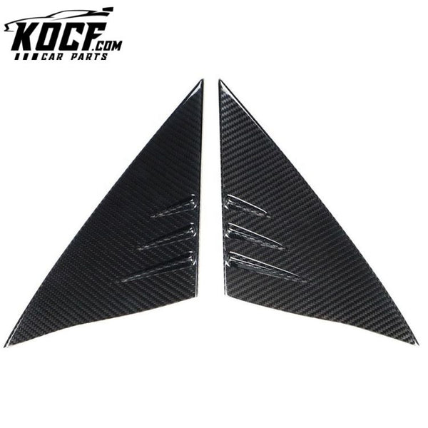 2PCS Matt Carbon Fiber A Pillar Triangle Decoration Trims Accessories For Tesla Model Y