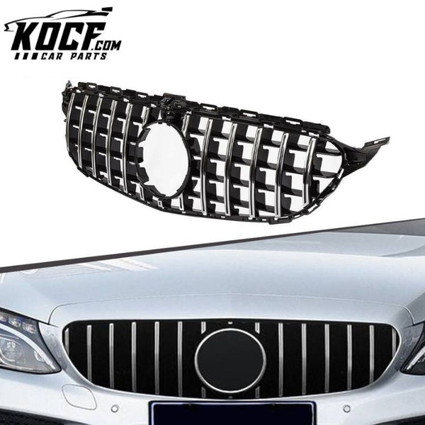 ABS Front Bumper Mesh Grill GT Type Car Front Grille Grill For Mercedes Benz C Class W205 2014-2018