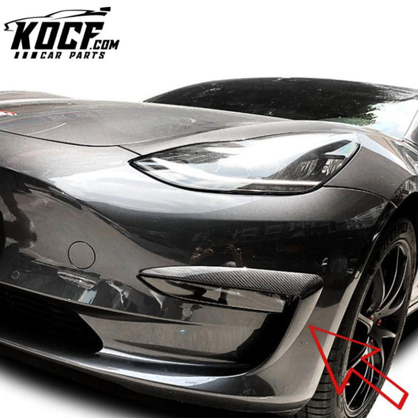 Dry Carbon Front Bumper Canards For Tesla Model 3 Accessories 2018 2019