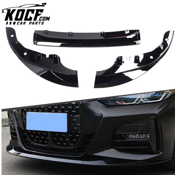 Plastic ABS Glossy Black M Performance Style Front Bumper Splitter Spoiler Lips For BMW G22 2020+