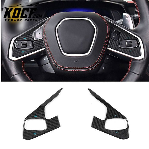 ES Carbon Fiber Interior Accessories Steering Wheel Button Frame Steering Wheel Trim Cover For Corvette C8 Carbon FiberPopular