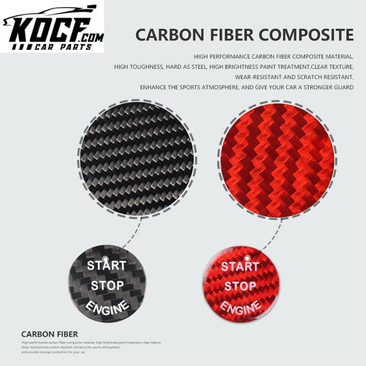 ES Customized Carbon Fiber Car Interior Accessories Carbon Fiber Trim Push Start Cover For BMW