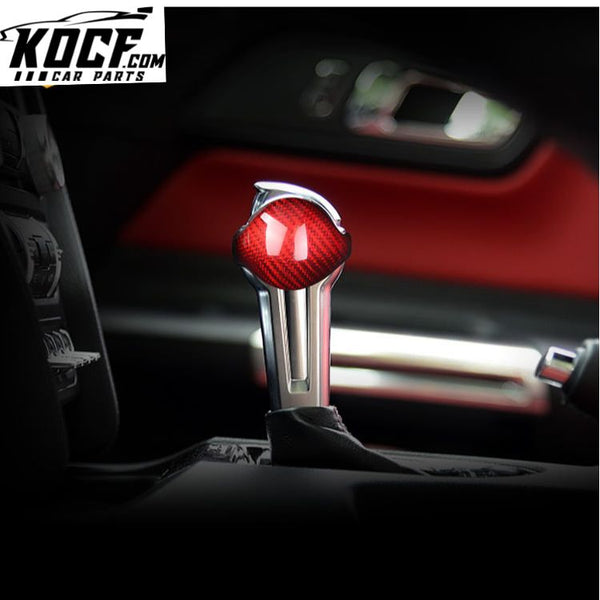 ES Carbon Fiber Accessories Cover Automatic Car Interior Accessories Gear Shift Knob For Mustang 2015 2016