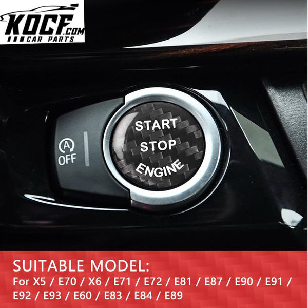 Car Interior E70 E71 E72 E81 E87 E90 E91 E92 E93 E60 83 E84 E89 Carbon Fiber Start Stop Button Cover