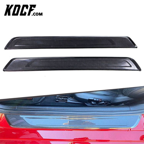 2 PCS Dry Carbon Fiber Door Sill Stickers For Toyota Supra A90 2019+