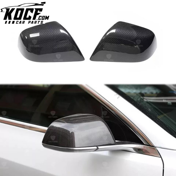 For Tesla Model 3 2016+ Dry Carbon Fiber Rearview Mirror Cover Glossy Black Exterior Door Side Mirror Trim Add on type